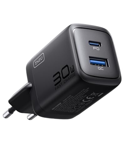 30W usb c ladegerät, iniu 2-port usb-c usb-a netzteil, pd 3.0 schnellladegerät