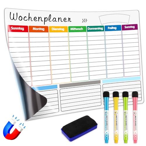 Produktbild: wochenplaner magnetisch abwischbar für kühlschrank familienplaner belohnungstafel kinder 42 x 30 cm