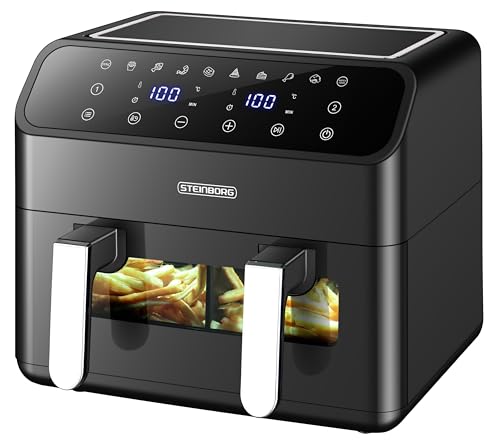 heißluftfritteuse steinborg sb-3151 edelstahl 8 liter 4 in 1 2 kammern