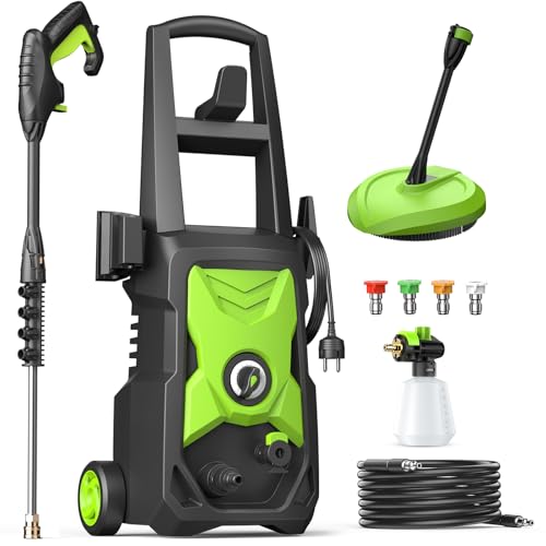hochdruckreiniger mit 4 düsen, 8m schlauch, 11m kabel, bürsten für terrassen, autos, höfe - cleanwise