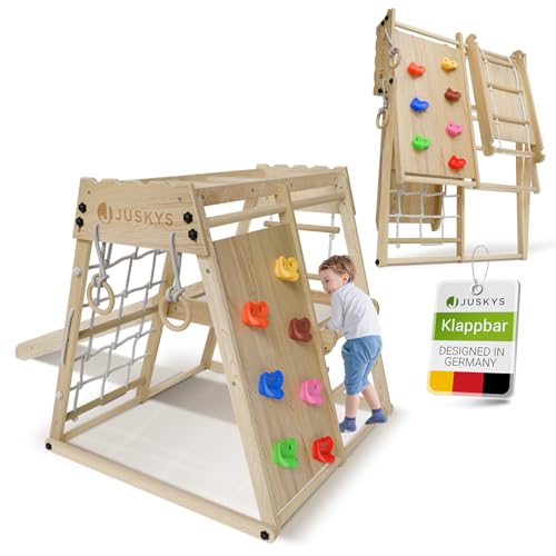 juskys kinder klettergerüst indoor spielplatz mit rutsche kletterwand und turnringe