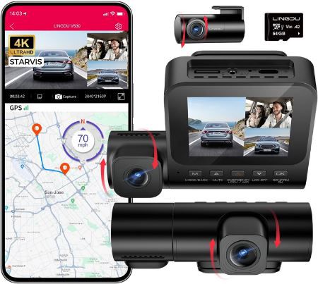 4K Dashcam Lingdu V620 mit 1080P und SD-Karte für 74,99 Euro