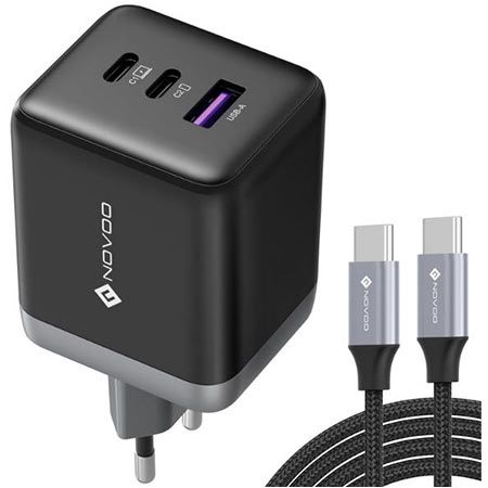 novoo 3-port usb-c und usb-a gan 3 ladegerät bis zu 100w für 25,29 euro