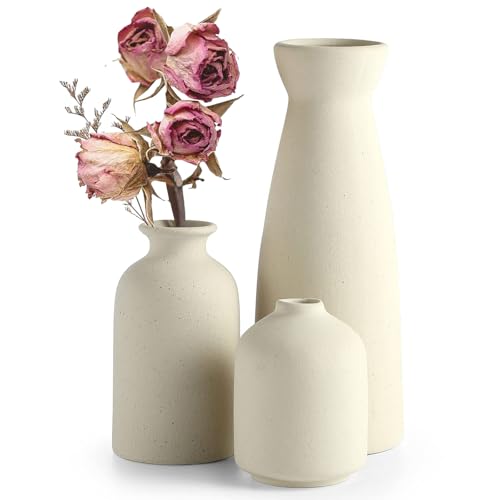 vasen set keramik vase für pampas grass getrocknete blumen boho deko beige 3er