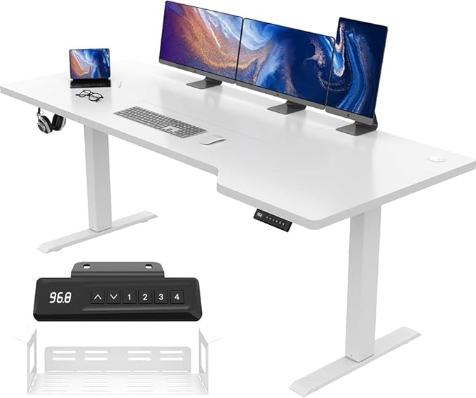 höhenverstellbarer schreibtisch weiß 180 x 85 cm ergonomisch flexibel