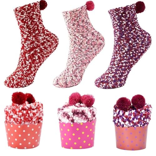 GPNNP weihnachtsgeschenke frauen, 3 paar lustige socken zum selbstgestalten, rot rosa lila