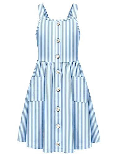 Arshiner kleid mädchen ärmellos mit knopfleiste für 5-6 jahre streifen sommer a-linie
