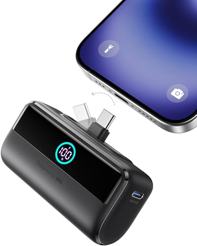 mini powerbank 5500mAh mit schnellladung 22.5W, integrierter usb-c konnektor, kompatibel mit iphone 16, samsung s22/s23