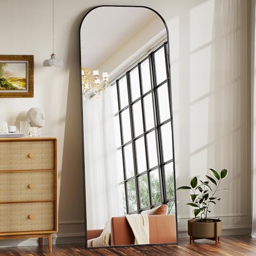 beauypeak ganzkörperspiegel 142x52 cm standspiegel schwarz, bruchsichere linse