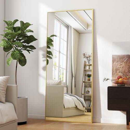 Produktbild: beautypeak ganzkörperspiegel 60x165 cm, bruchsicher, gold, stand- oder hängespiegel