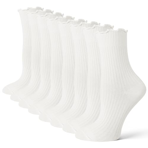 Utensilsto 8 Paar rüschen socks, weiße baumwollsocken für damen und mädchen