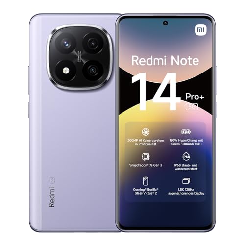 xiaomi redmi note 14 pro+ 5g smartphone ohne ladegerät, dual sim, 256 gb