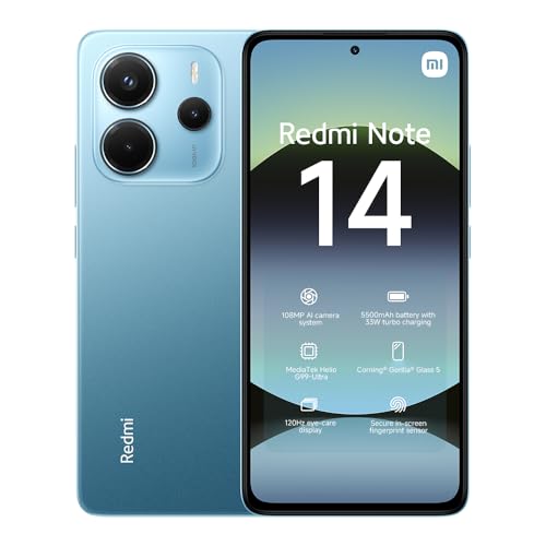 xiaomi redmi note 14 smartphone 8gb 256gb blue 108mp kamera 5500mah akku 120hz display