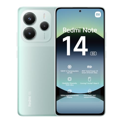 xiaomi redmi note 14 5g smartphone, 128gb, kein ladegerät enthalten