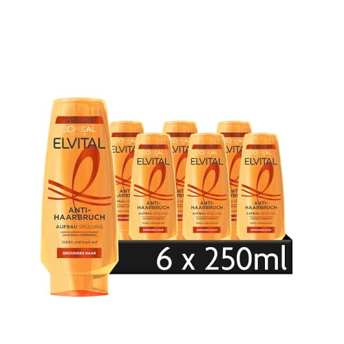 Produktbild: l'oral paris elvital aufbauspülung gegen haarbruch mit ceramid, 6 x 250 ml