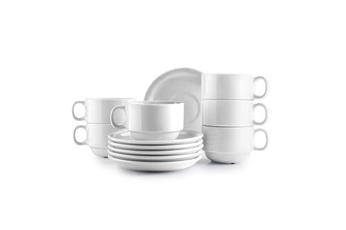 Tassen 6er-Set 230 ml mit Untertassen Castilla Blanca, Porzellan