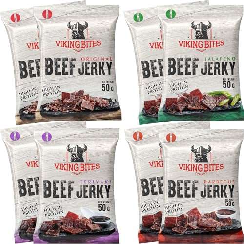 beef jerky mischkarton 400g  viking bites  2x original, 2x jalapeno, 2x barbecue, 2x teriyaki