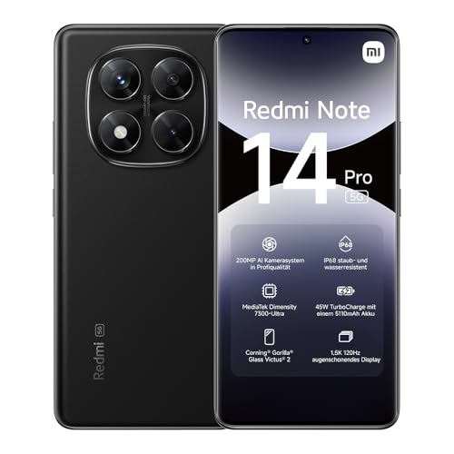 Produktbild: xiaomi redmi note 14 pro 5g smartphone, ohne ladegerät, 128gb, 6gb ram