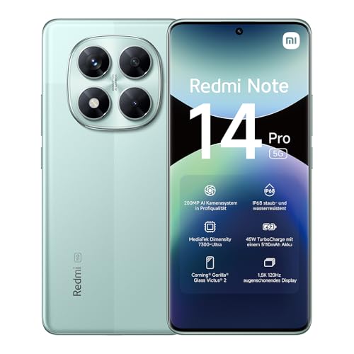 xiaomi redmi note 14 pro 5g smartphone, ohne ladegerät, 128 gb, 6 gb ram