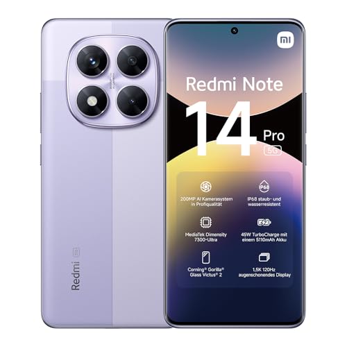 Produktbild: xiaomi redmi note 14 pro 5g smartphone ohne ladegerät, 128gb, 6gb ram