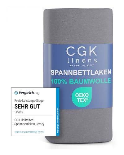 spannbettlaken jersey 180x200 cm dunkelgrau 100% baumwolle atmungsaktiv für matratzen bis 30 cm