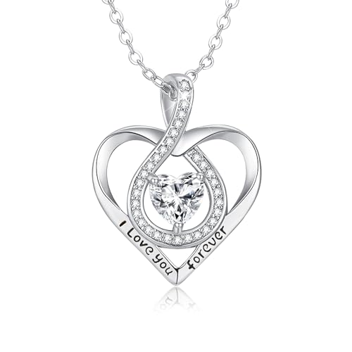 exgox halskette damen 925 sterling silber herz anhänger kette für frauen geschenk