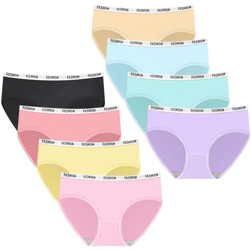 flintronic 8 pack unterhosen mädchen atmungsaktive slips 8-18 jahre taillenslips L