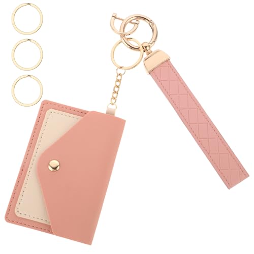 Xthrotsenk Mini geldbörse damen, leder kartenhalter mit schlüsselanhänger, rosa