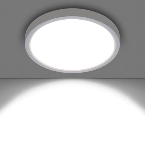 15W led deckenleuchte rund flach für flur, keller, balkon, küche, 1800lm, 5000k, weiß