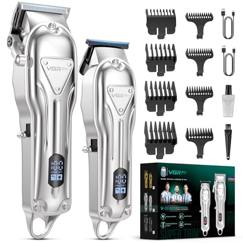 vgrpro haarschneidemaschine schnurlos haarschneider trimmer set mit akku silber
