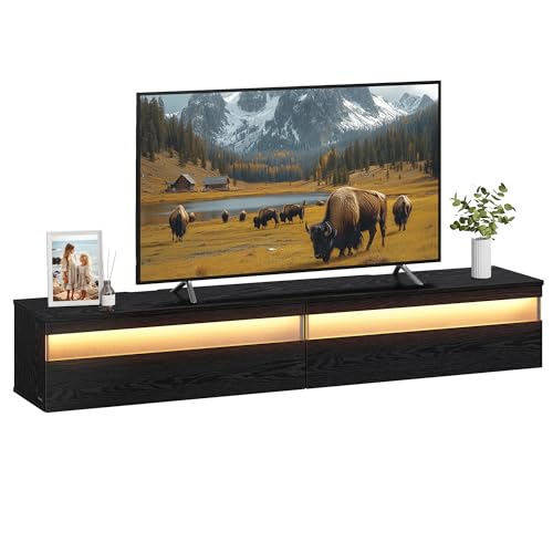 tv-lowboard hängend vasagle kailyn collection wohnzimmer schrank 178 x 35 x 30 cm ebenholzschwarz