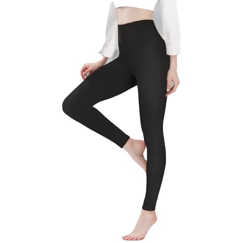 xvbhaq damen thermische hose baumwolle gefüttert hoch tailliert leggings schwarz sm