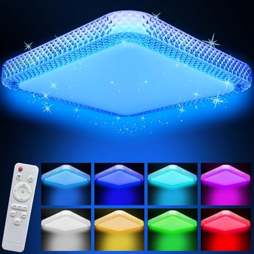 neemosi led deckenleuchte dimmbar 30w rgb farbwechsel fernbedienung 28cm fürs schlafzimmer, bad, wohnzimmer