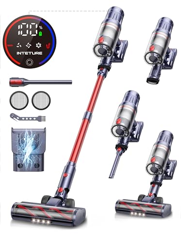 inteture akku staubsauger kabellos 45kPa 550W 60Min mit ladestation für tierhaare, hartböden
