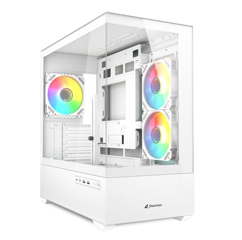 Sharkoon MK6 RGB micro-atx gehäuse weiß, 3x rgb-lüfter, usb-c, 41 cm gpu
