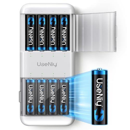 lithium aa batterien ladegerät set von usaniy, 8 wiederaufladbare 1,5 v mignon 3000 mWh