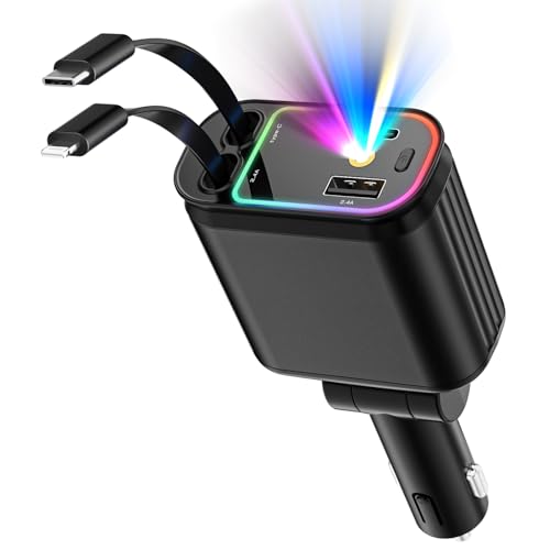 ofottofo auto ladegerät 4 in 1 66w zigarettenanzünder usb c kompatibel mit iphone, samsung, google pixel