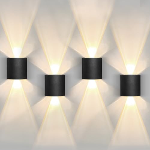 urhrhu led wandleuchte warmweiß 3000k 4w schwarz 4er set für innenräume