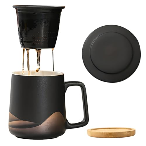 teetasse mit deckel und sieb 360 ml teebecher matte keramik geschenk für teeliebhaber