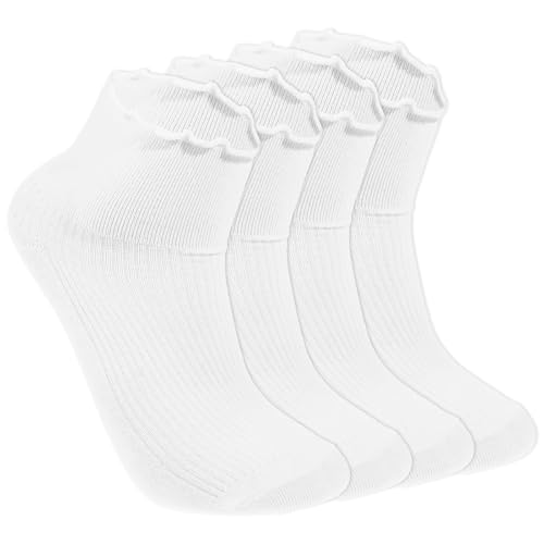 rüschen socken 4 stück damen sneaker socken knöchelsocken atmungsaktive stricksocken