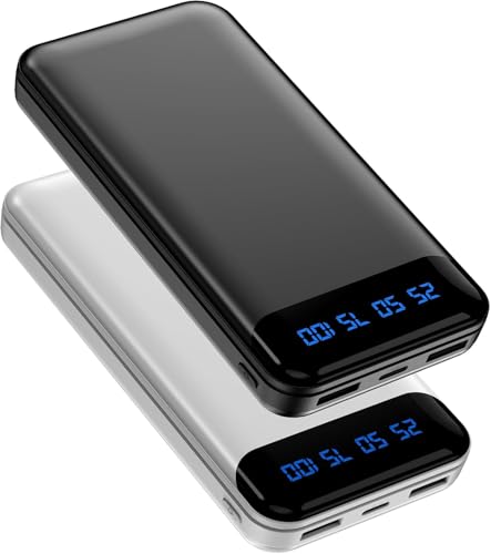 enerwow power bank 16000mAh 2 Stück tragbares ladegerät mit lcd für iPhone 15 14 13 12 Pro Max