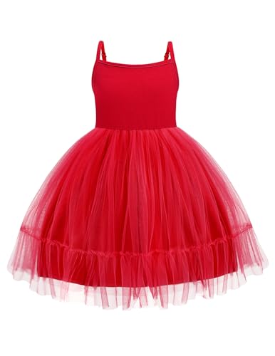Produktbild: arshiner rotes tüllkleid mädchen strapskleid partykleid rüschenkleid 6-7 jahre
