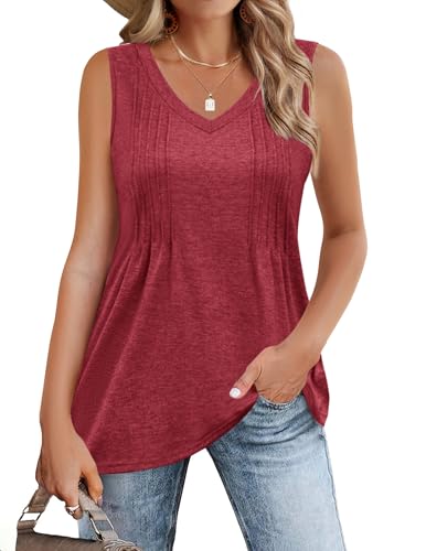 zeagoo damen tank tops ärmellos blusentop casual shirt tunika cami rotwein L