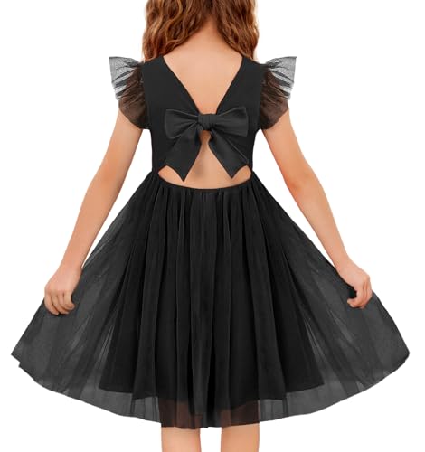 arshiner mädchen kleid tüllkleid sommerkleid kinder schwarz 6-7 jahre ärmellos elegant