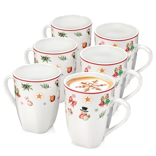 Kaffeetassen Set Bilgola Weihnachten 6-teilig, spülmaschinenfeste Porzellanbecher 350 ml