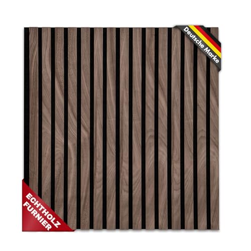 3D akustikpaneele von floordirekt, wandpaneele aus echtholzfurnier, schallschutz, schwarz walnuss, 60 x 60 cm