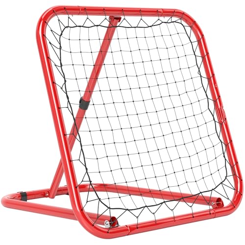 Produktbild: HOMCOM Fußball Rebounder Tor rot, 78 x 84 cm, verstellbar, robustes Metall, inkl. Heringen
