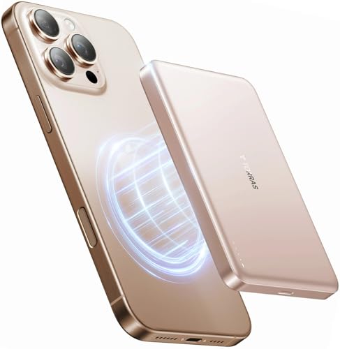 torras power bank 10000 mAh für magsafe, slim magnetische externe batterie, desert titanium