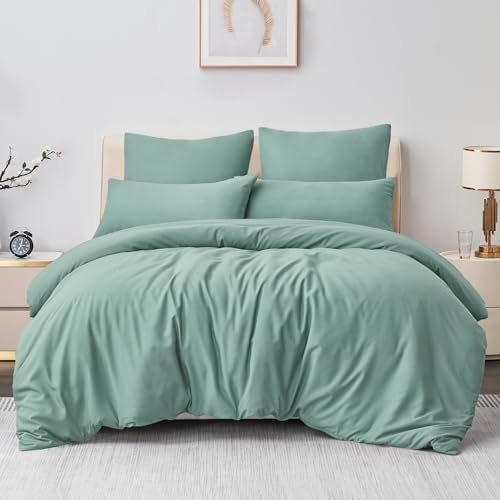 Produktbild: aisbo bettwäsche 220x240 cm 3tlg grün mikrofaser mit reißverschluss öko-tex