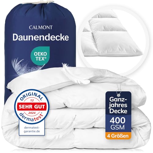 calmont daunenbett 155 x 220 cm, 100% weiche federn, allergikerfreundlich, oeko-tex